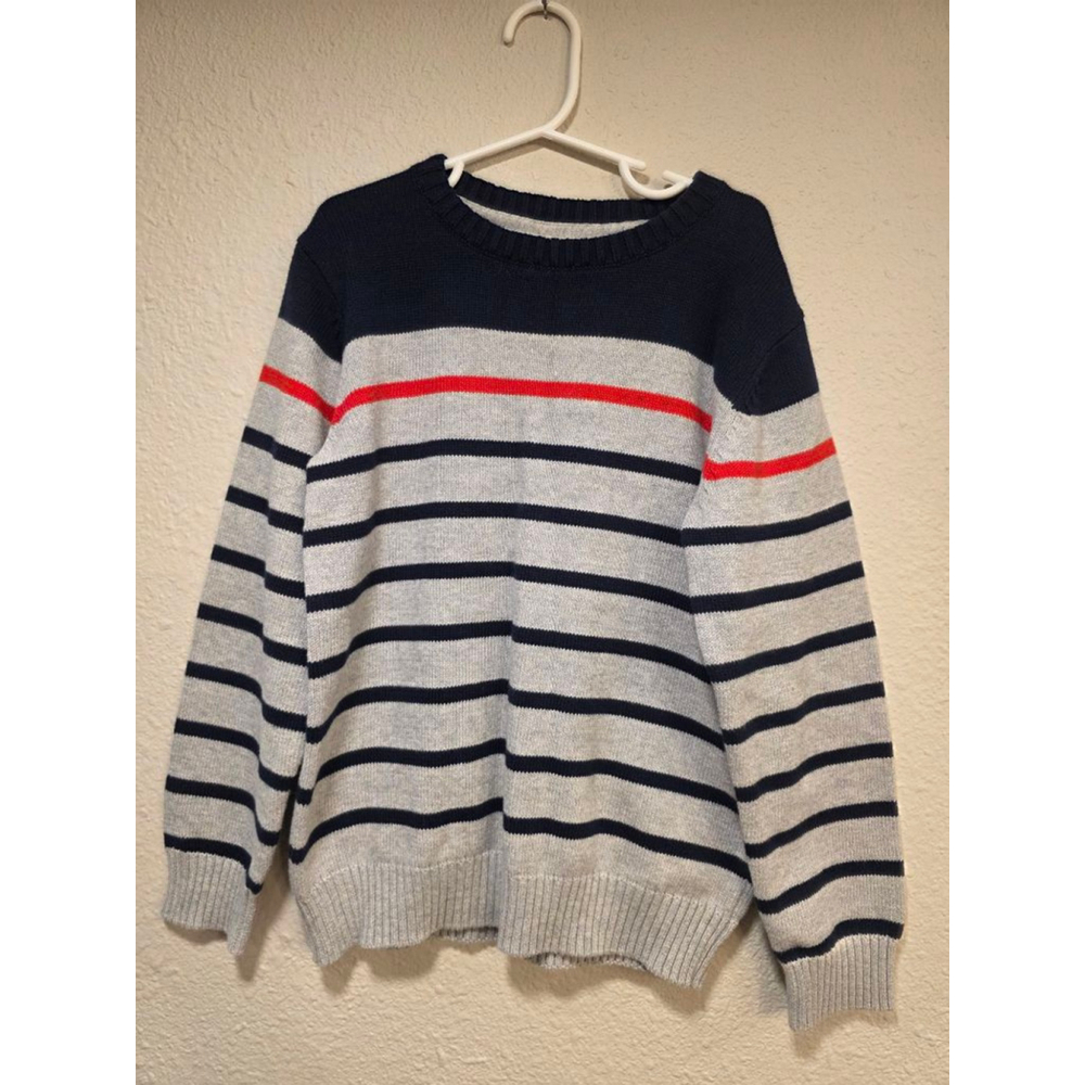 Gymboree Blue, Gray & Red Striped Long Sleeve Shirt Size Medium (7/8)